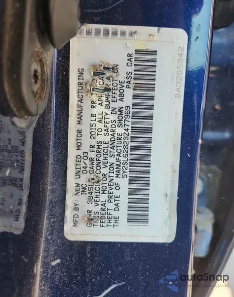 2003 Pontiac Vibe from USA, damaged, VIN 5Y2SL62823Z477969